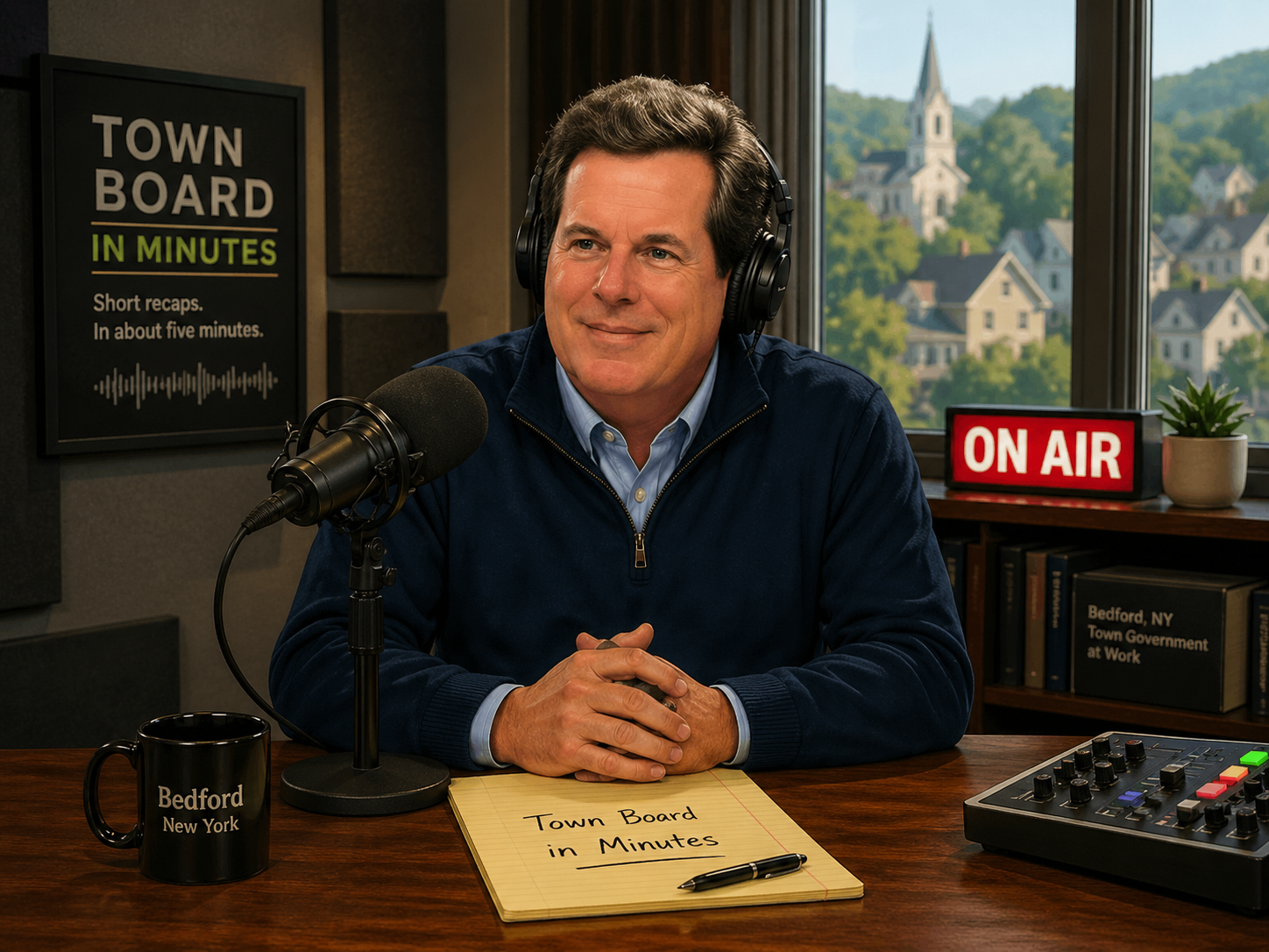 Don Scott recording a Bedford Brief audio recap