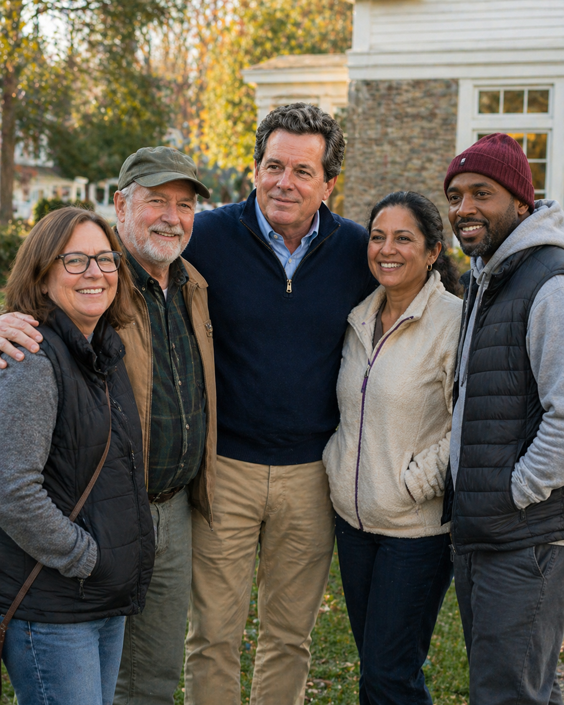 Don Scott posing with a group of Bedford residents